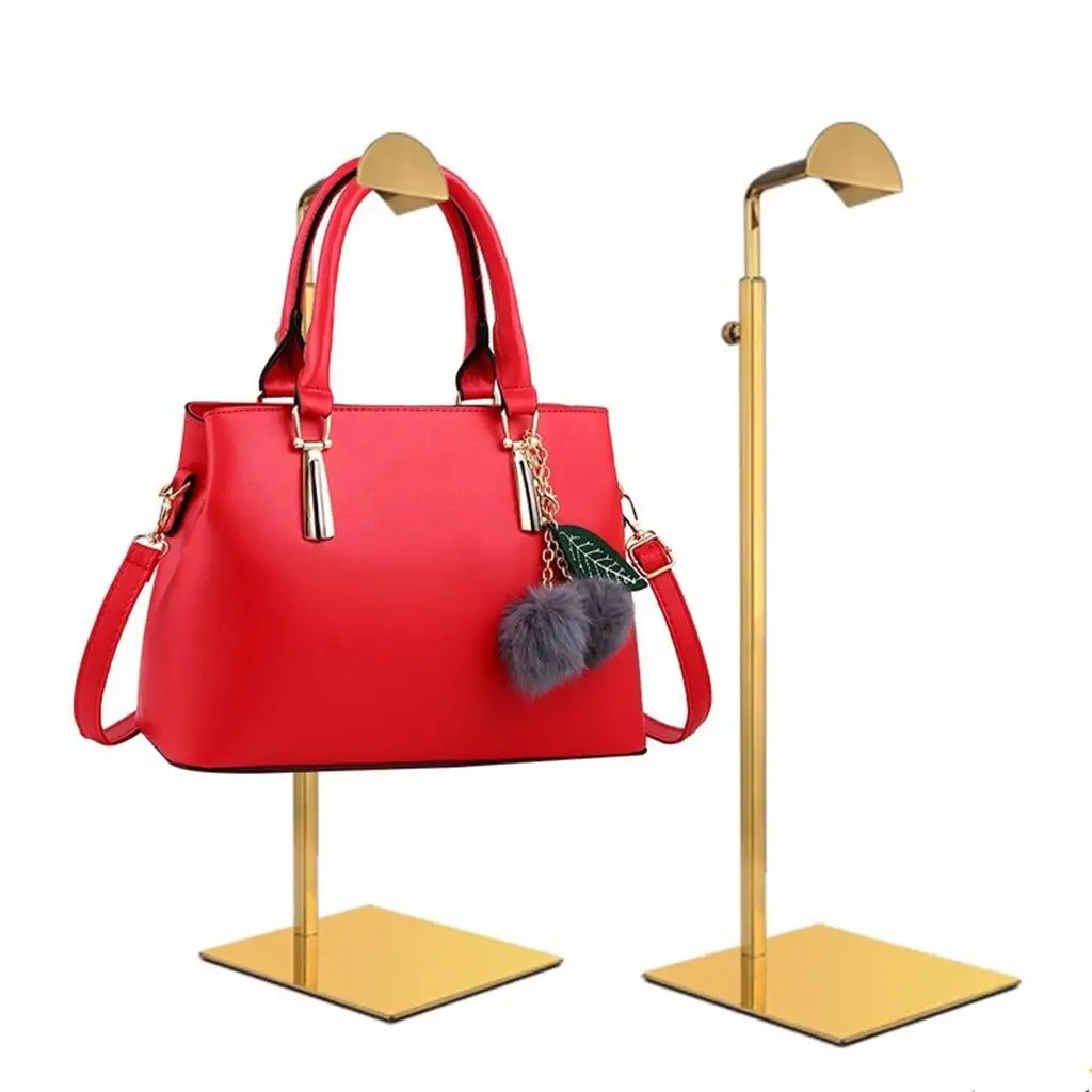 Polished Gold/Silver Hanging Bag Handbag Rack Display Stand Purses Single Hook Adjustable Height Display Stand Hanger