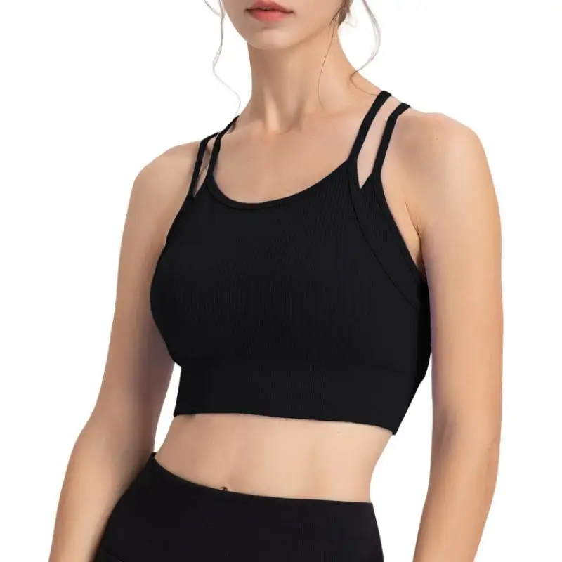 Top donna Fitness sport Yoga palestra reggiseno filettato allenamento attivo Quick Dry abbigliamento sportivo gilet da allenamento camicia da allenamento abbigliamento intimo