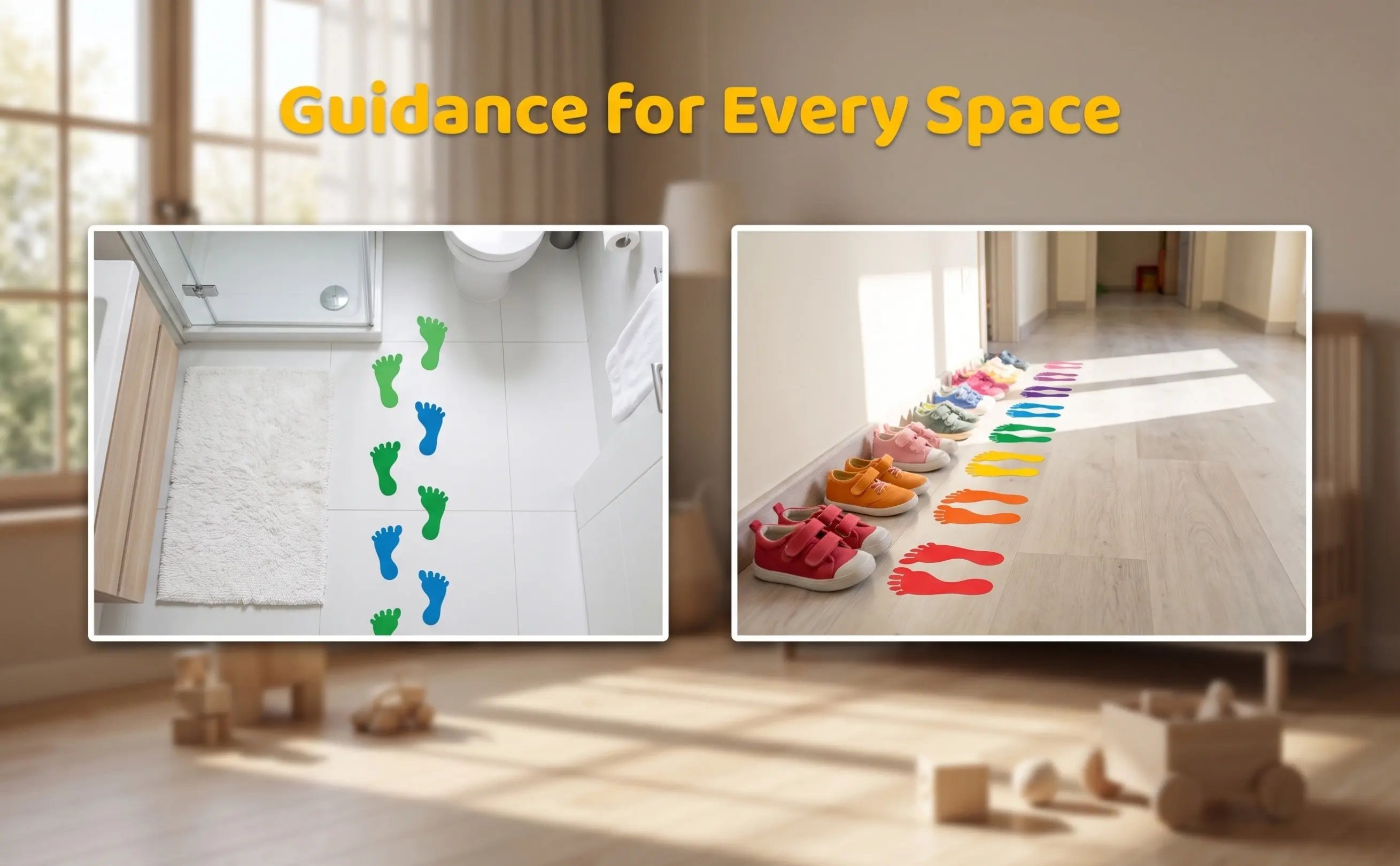 12Pairs Waterproof Footmark Stickers Non-Slip Floor Stickers for Bathrooms Kindergartens Foot Shape Floor Decals