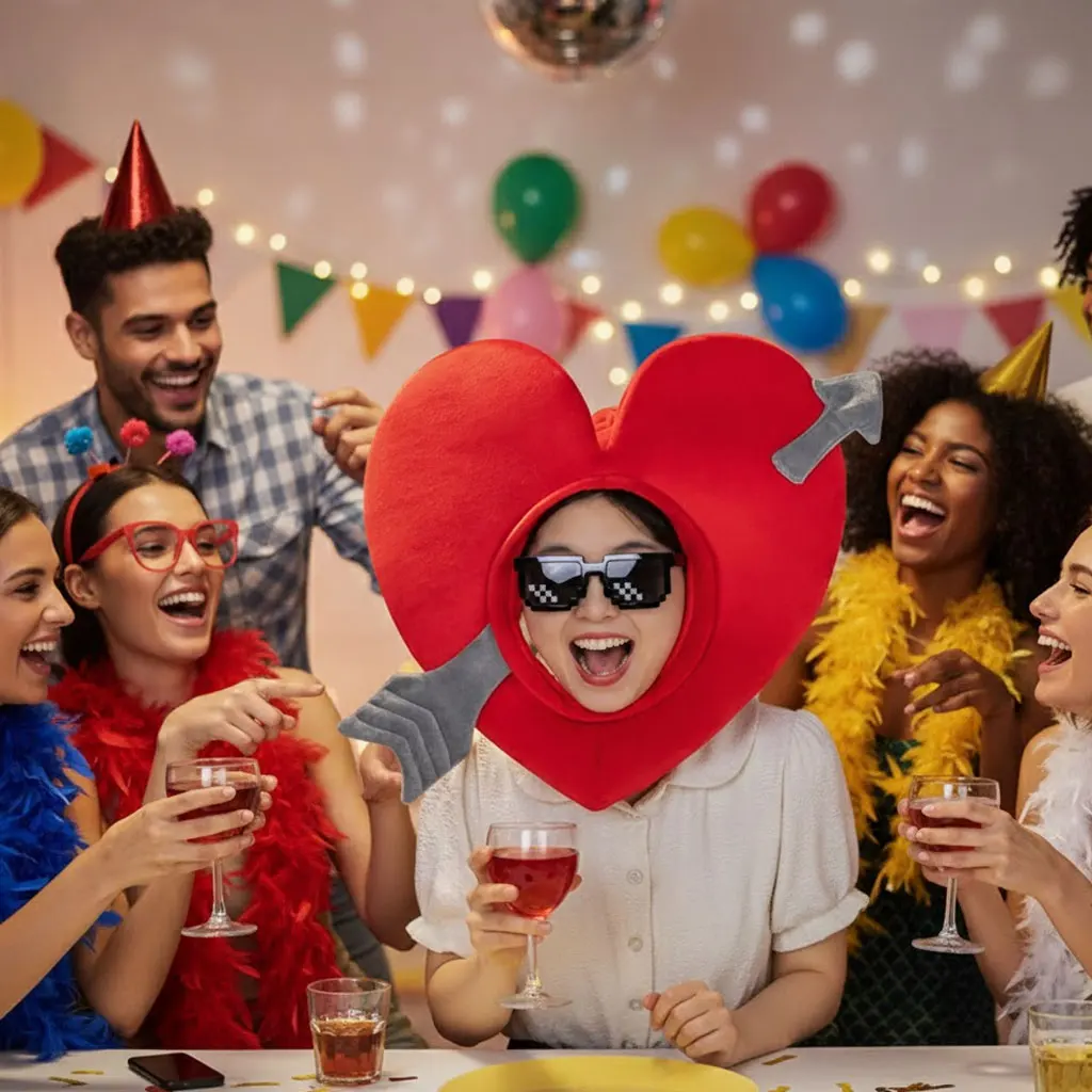 

Funny Valentine's Day Heart Hat Headpiece | Cute Cupid's Arrow Through Heart Party Costume Prop