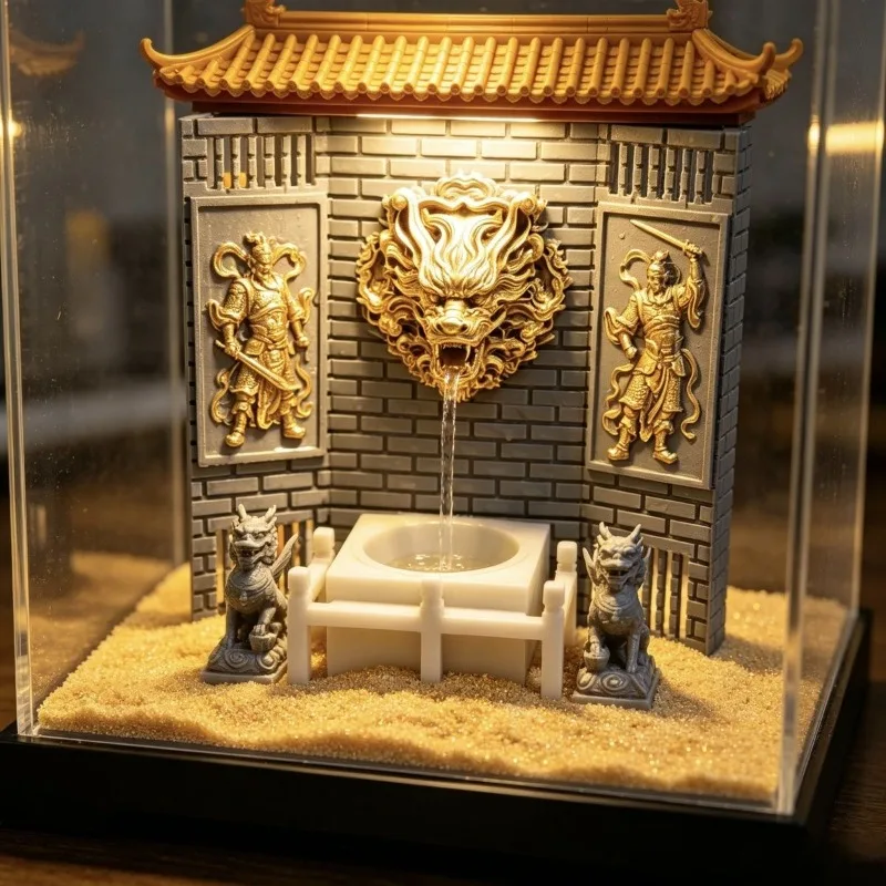 Dragon spit water quicksand fish tank, new Chinese Zen desktop decoration 3D printing national wind quicksand ornament
