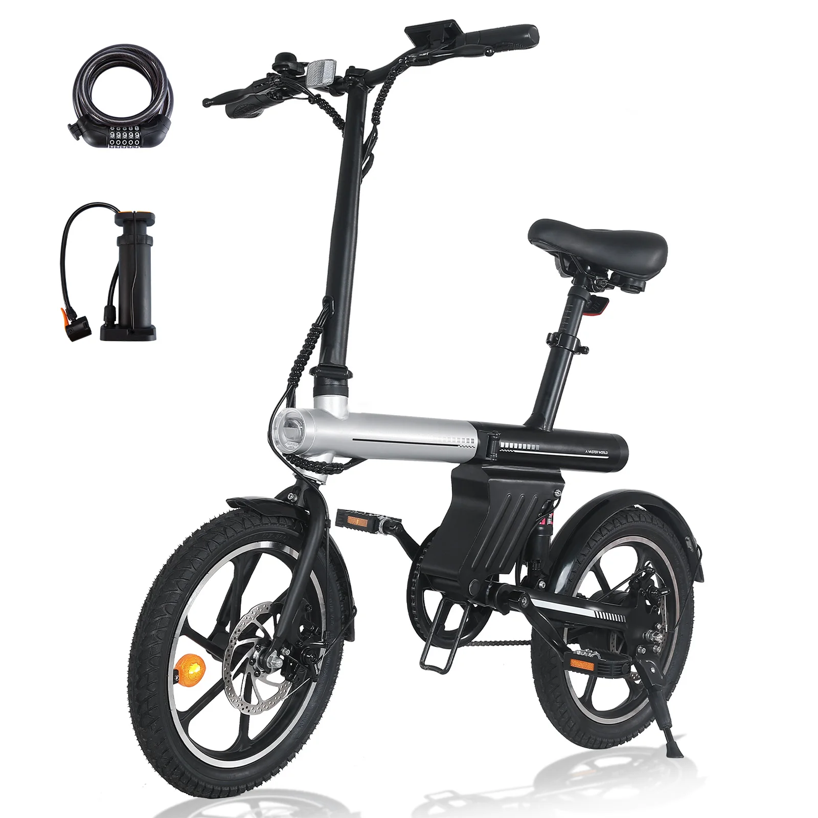 Vélo électrique pour adultes AVDL A11, puissance 250W, batterie 36V 12.8Ah, vélo électrique urbain pliable, vélo électrique de banlieue 16x2.125 pouces