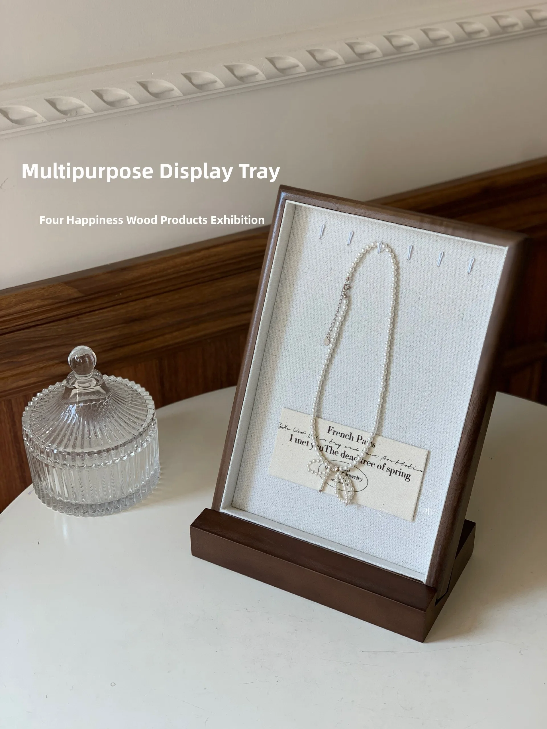 

Деревянная тарелка из орехового дерева, поднос для ювелирных изделий, подставка для ожерелья, кольцо, фотография, ювелирный магазин, аксессуары Faion, органайзер для хранения