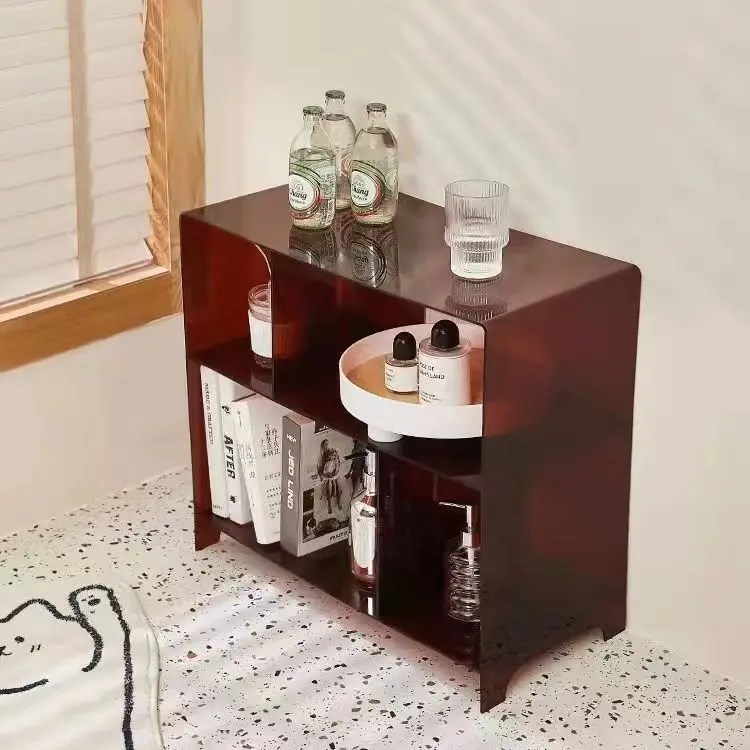 Modern Bedside Table with Additional Shelf, 2 Layers, Safe Nightstand