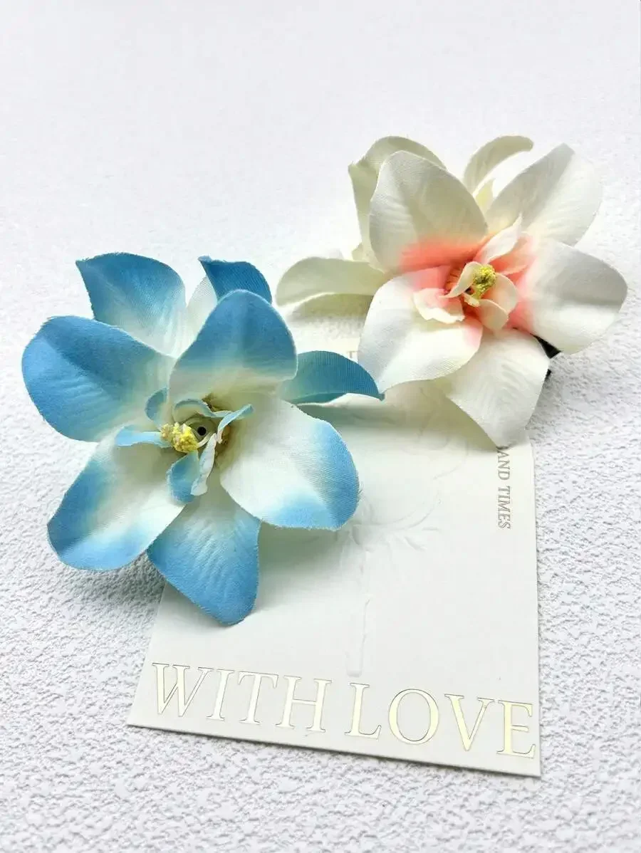 

2pcs Artificial Flower Hair Clips For Women Floral Hair Accessories Barrettes With Love Card