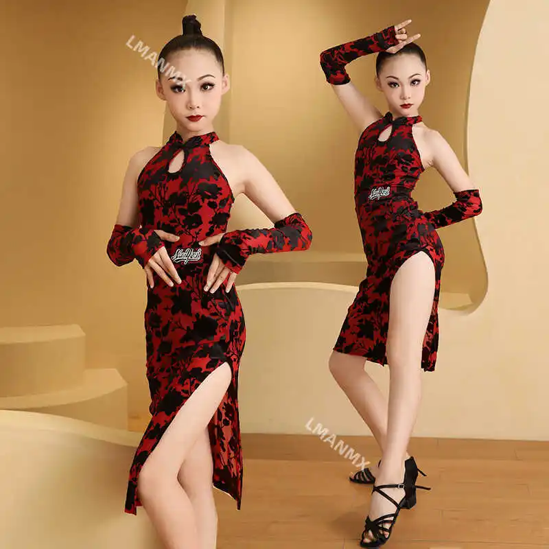 زي الرقص اللاتيني، شيونغسام، نمط جديد، تدريب لاتيني صيني للأطفال، زي الأداء الراقي للفتيات