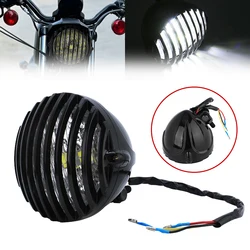 Black Motorcycle Retro Vintage Headlamp Front Headlight Grill Cover For Harley Touring Dyna Sportster 48 72 1200 883