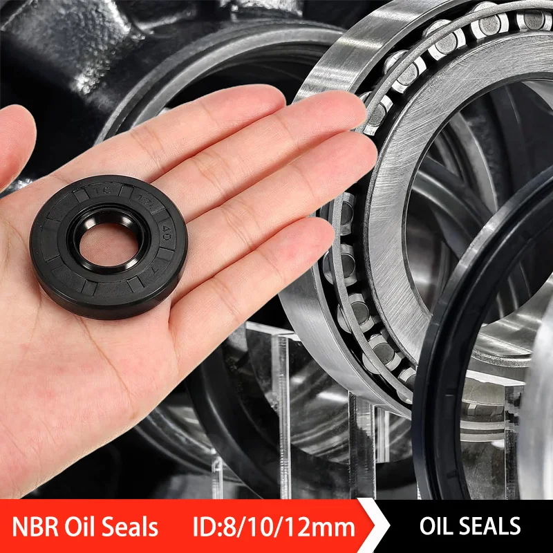 ID 8/10/12mm NBR Oil Seals OD 12/14/16/18/20/25-32mm THK 4/5/6/7/8/10mm TC-Double Lip Black Nitrile Rubber Shaft Gaskets 5/10pcs