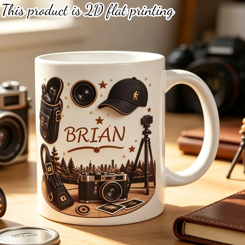 Personalized Custom Name Photography Theme Mug 11oz Camera Photographer Birthday Christmas Anniversary Gift 2D Printed Father Da