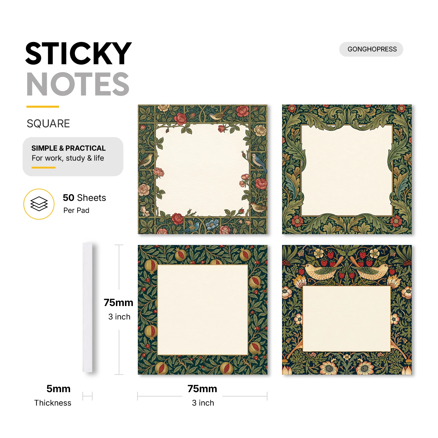 4pcs Vintage Floral Sticky Not - Total Stationery & Office Supply review and price