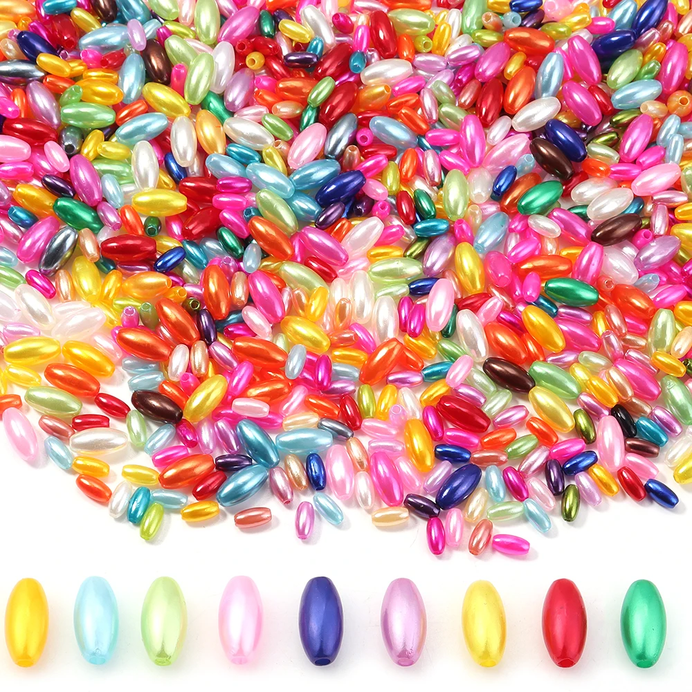 100-200 Stück 4x8mm 6x12mm Ovale Reisperlen-Imitationsperlen für Schmuckherstellung ABS-Kunststoff Abstandhalterperlen DIY Armband Halskette