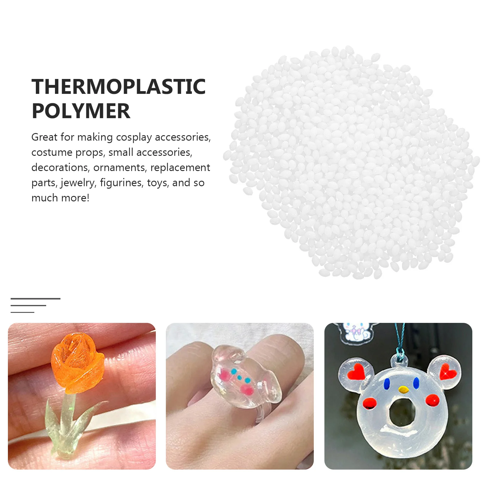 

Multi-Use Polymorphs Thermoplastic Resin Pellets Reusable Moldable Plastic Beads for Crafting Cosplay Props DIY Repair Supplies
