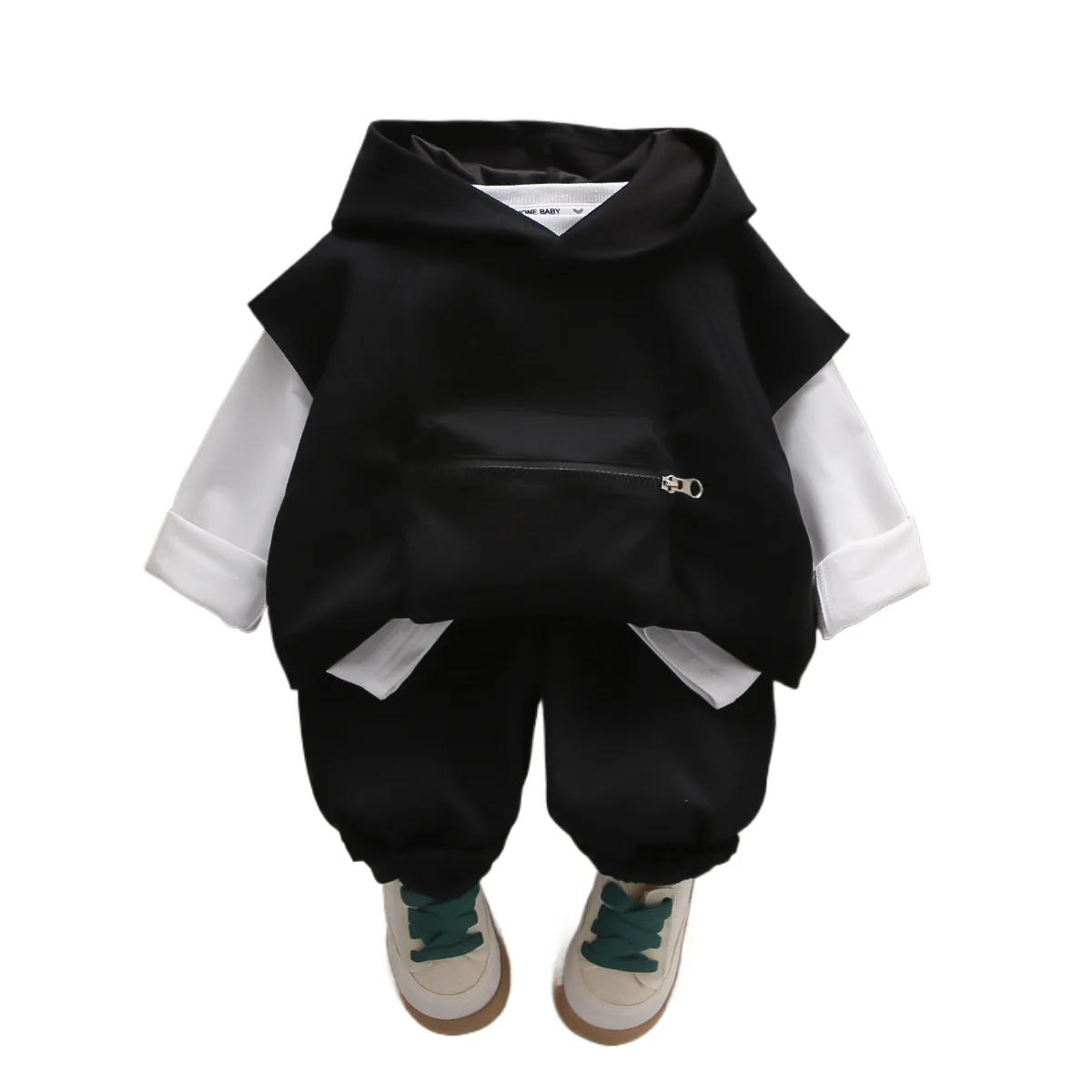 

2025 Fall New Baby Boy Clothes 18 To 24 Months Sporty Sleeveless Hooded Vest + T-shirts + Pants Kids Boys First Birthday Outfit