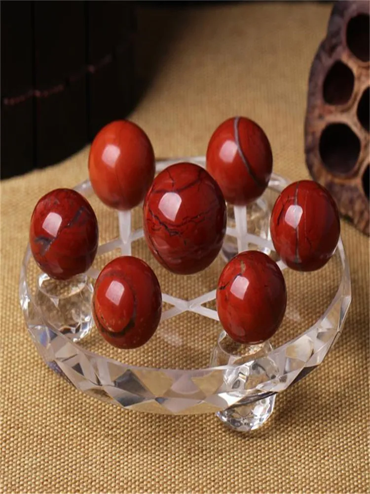 10cm Feng Shui seven star array natural red jasper crystal ball + plate base decoration