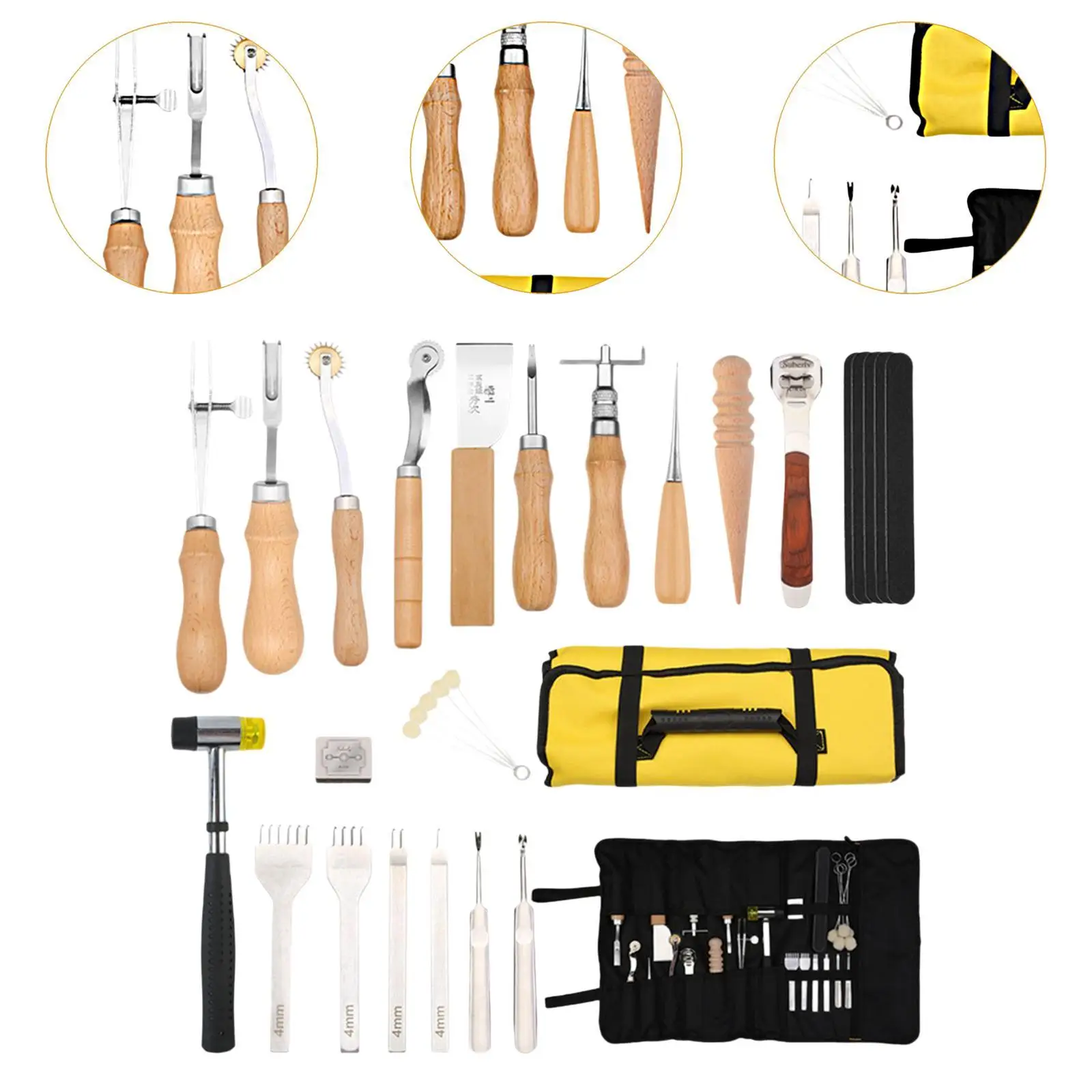29 Pc PU Leather Working Kit PU Leather Craft Tool Equipment Accessories Hole Punch DIY Sewing Supplies for Stitching