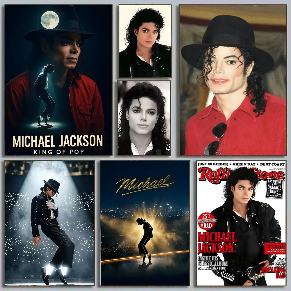 Michael J-jackson King of Pop Thriller Moonwalk Beat It Calligraphy Eco-friendly canvas wall decor Vintage Office frameless
