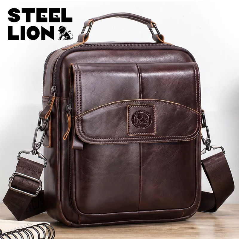 New men's leather crossbody bag, business large capacity shoulder bag, tablet handbag, built-in pen plug and card slot bolsa