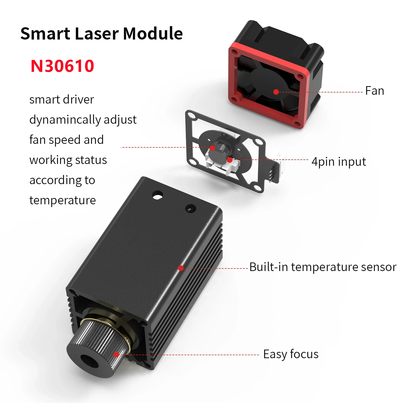 NEJE 20W Laser Module Head Kits 450nm/405nm Blue Light TTL Adjustable Focus for CNC Laser Cutter Engraver Suitable for 2/3/4PIN