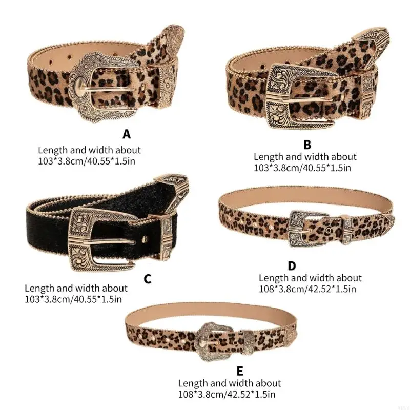 W0YA Khắc Vành đai Buckle Belthetic Leopard Mẫu Vành đai Gothic Pants Belt