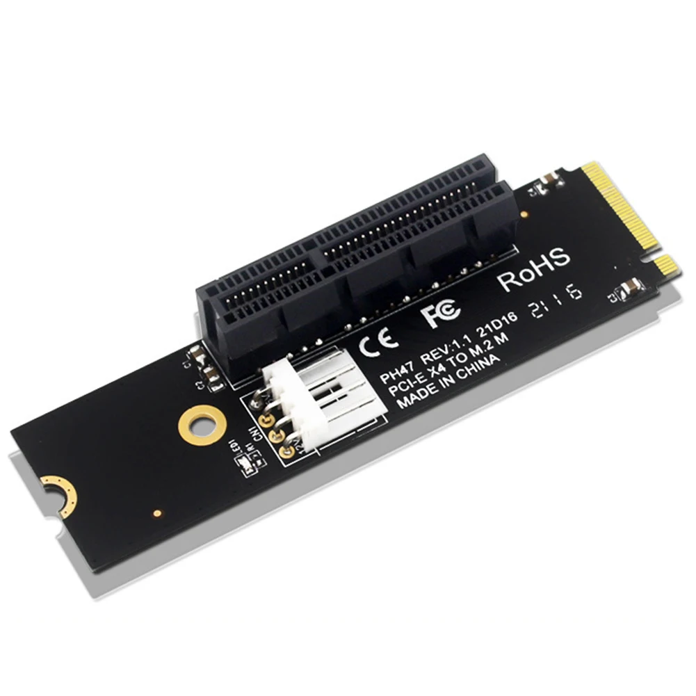 NGFF M.2 To PCI-E 4X SATA Power Riser Compatible with X1 X4 X8 X16 PCI-e Interface Convert Adapter Static Bag Packaging