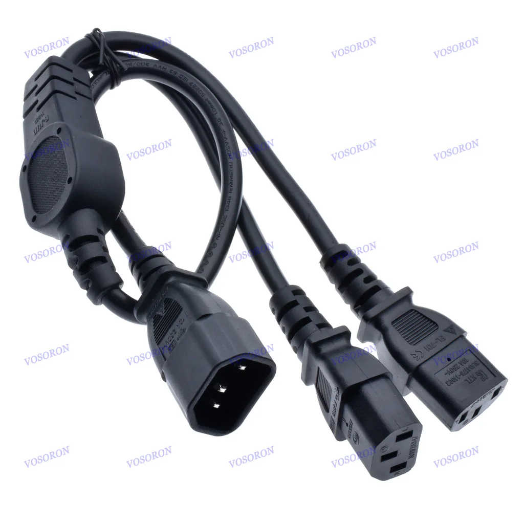 IEC 320 C14 Male to 2XC13 Female Y Type Splitter Power Cord (2ft /60cm)