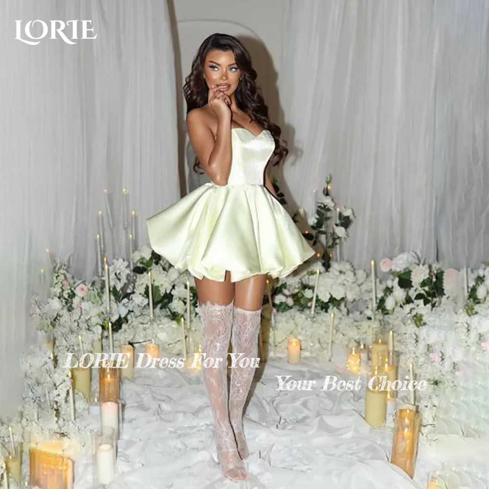

LORIE Sexy Mini Homecoming Dresses Boat Neck Strapless Pleats A-Line Chiffon Bobycon Prom Gown Party Gowns Customized 2026