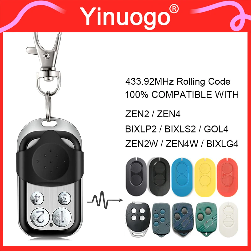 For DITEC ZEN2 ZEN4 ZEN2W ZEN4W GOL4 BIXLG4 BIXLP2 BIXLS2 Garage Door / Gate Remote Control 433.92MHz Rolling Code