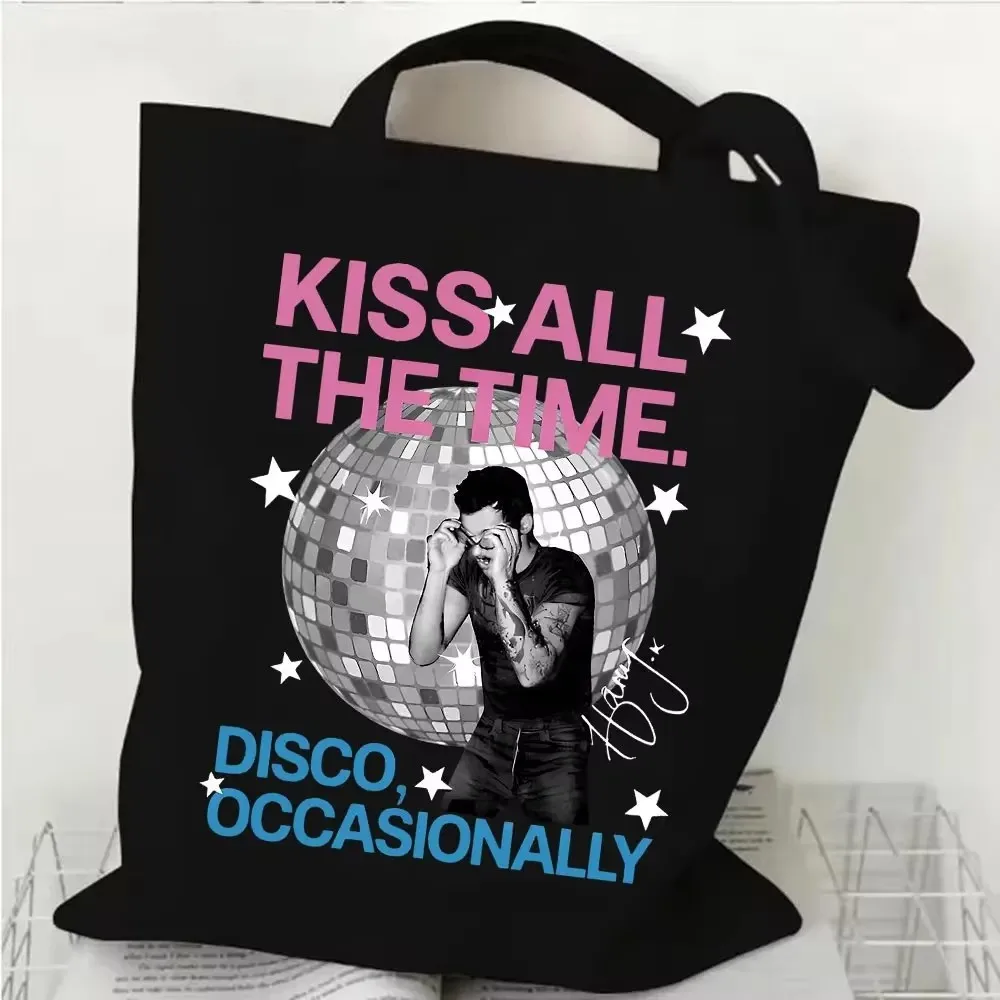 Kiss All The Time Disco Occasionally Album Music Canvas Bag Shopping Tote Bag Casual Shopper Bag for Fans Gift Student's Bags