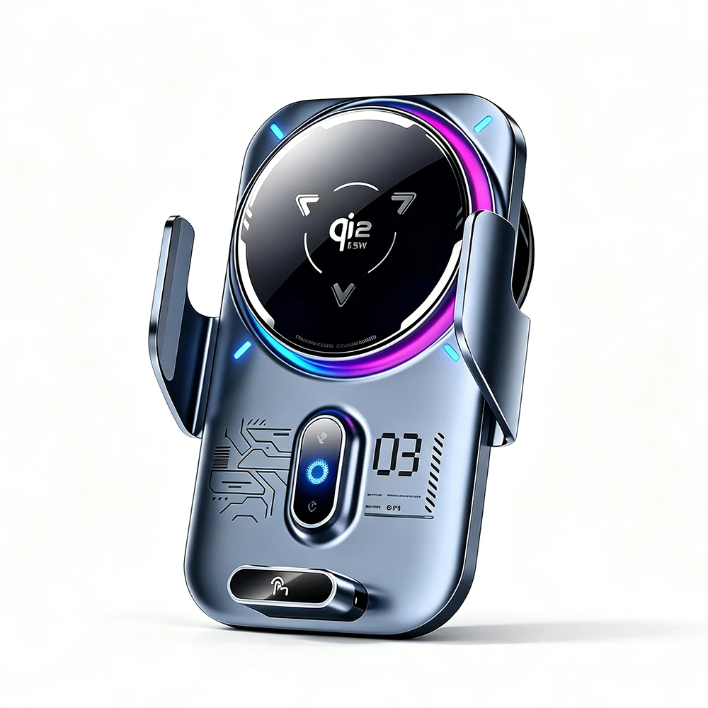 

25W Peltier Semiconductor Cooling Wireless Car Charger, Auto-Clamping Vent Holder with Fan for iPhone Samsung