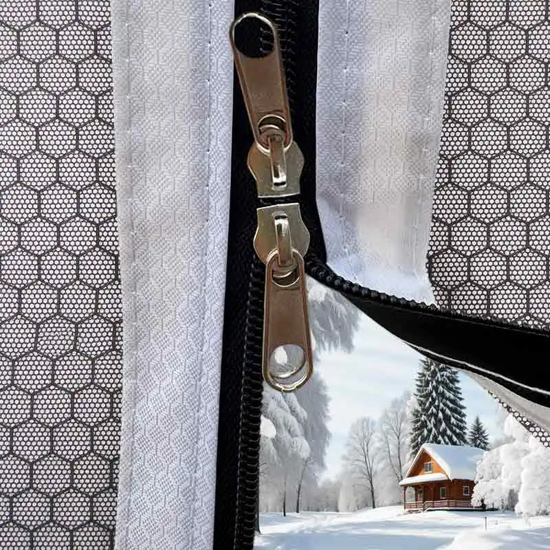 Custom Winter Household Zipper‑Closure Graphene Windproof Thermal Window Sealing Curtain Self‑Adhesive No‑Drilling Installation
