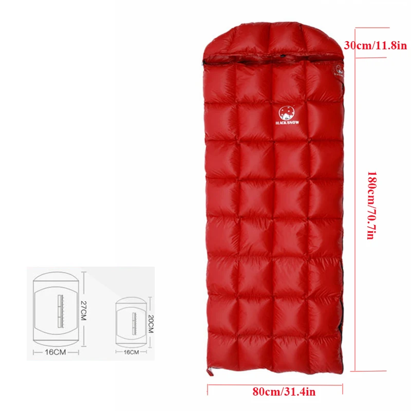 Black Snow Indoor and Outdoor Camping Sleeping Bag, Slit Through, Light and Thin Goose Down, Can Be Spliced for 2 Quilt Multi