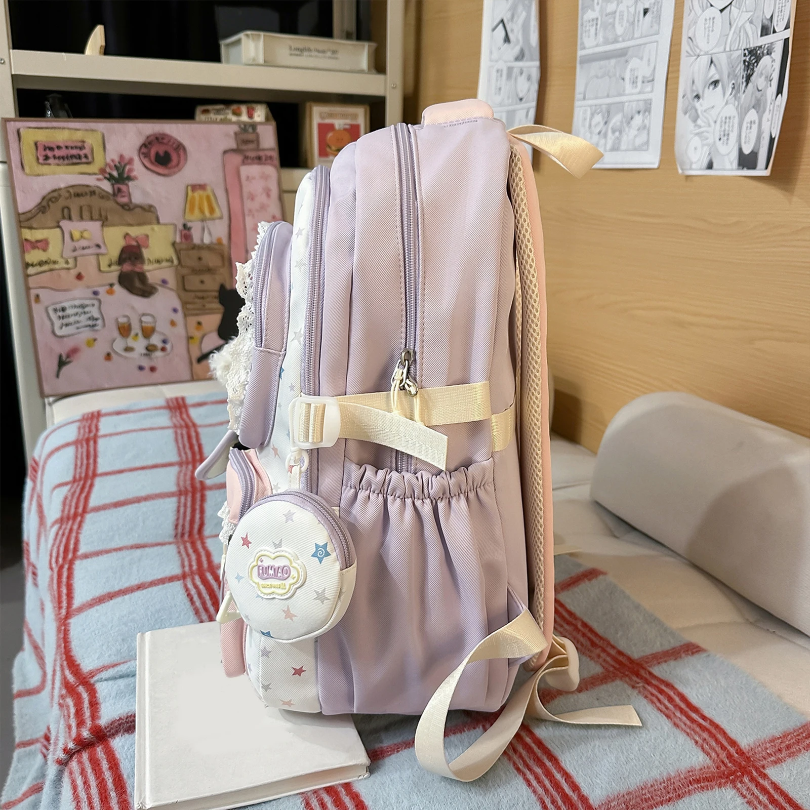 Women Nylon Pin Display Backpacks with Clear Insert Aesthetic Backpack with Pendant for Women Teens  Cosplay Concert Gifts