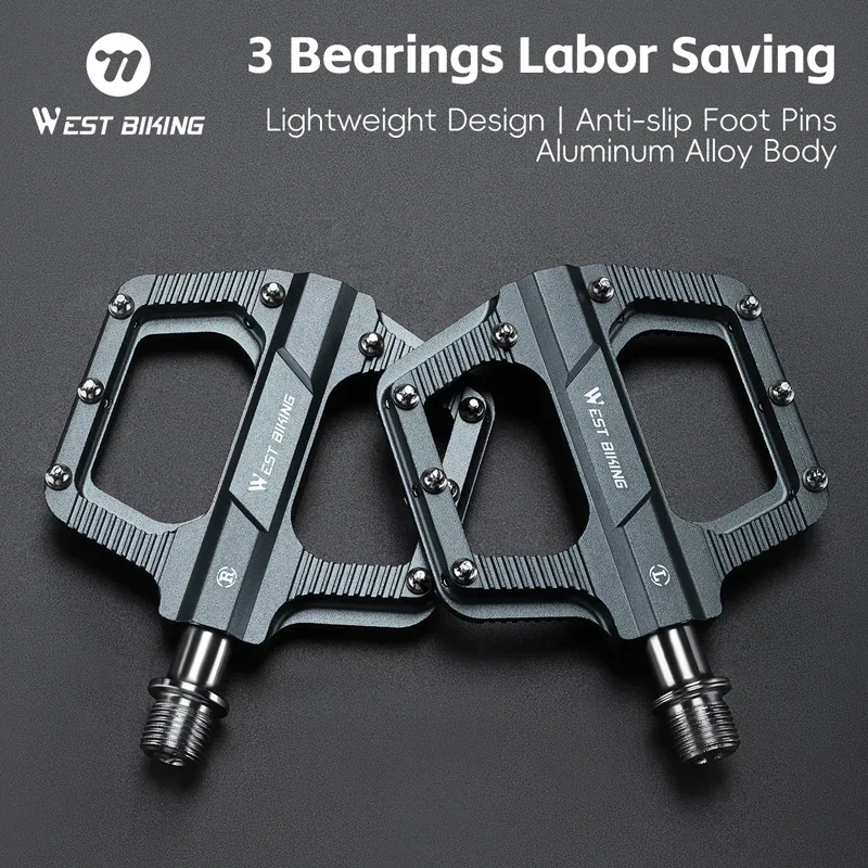 

Велосипедные педали WEST BIKING с 3 подшипниками из алюминиевого сплава, педали для шоссейного велосипеда MTB, противоскользящие сверхлегкие герметичные подшипники, велосипедные педали