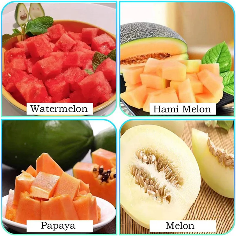 2X cortador de wtermelon, cortador de sandía en cubos, cuchillo, bola de melón para utensilios de cocina, herramienta útil y fresca-B51B