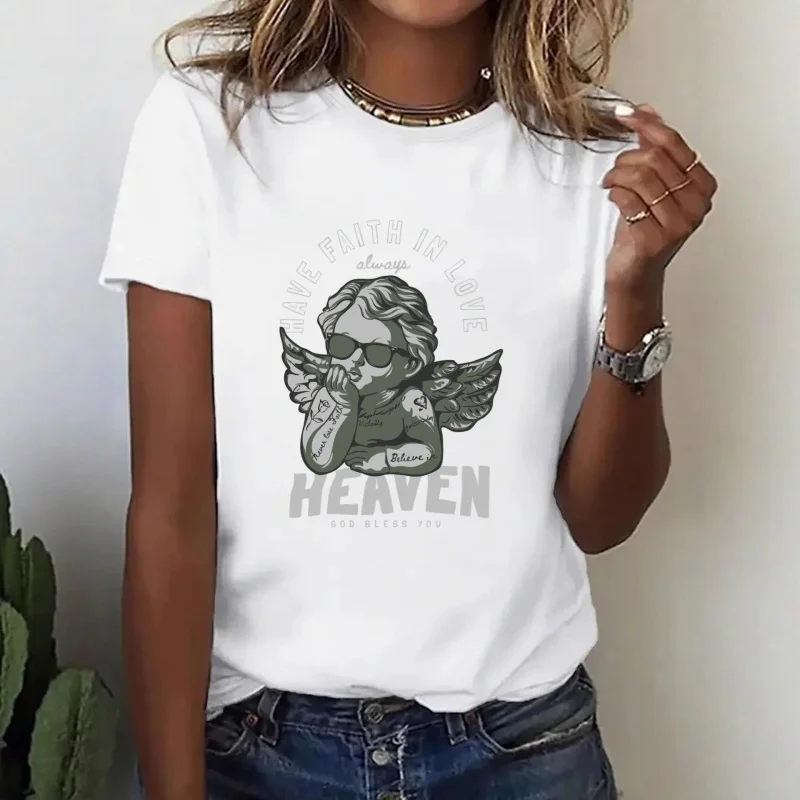 Trendy Sunglasses Angel Heat Transfer White Ink Iron - on Patch, Personalized Tattoo & English Slogan Pattern, Suitable for T - view 3