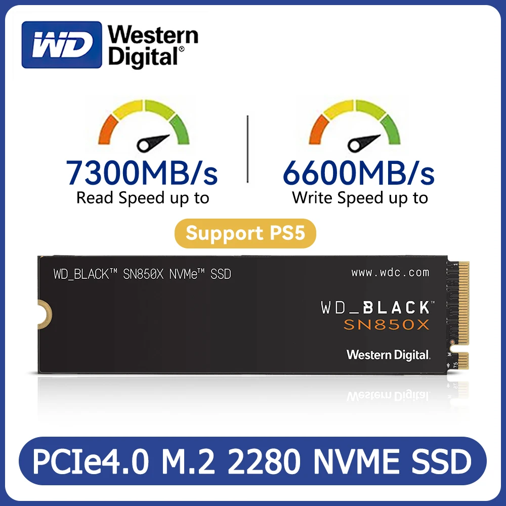 Western Digital WD SN850X 1TB 2TB 4TB SSD M.2 NVMe PCIe4.0 Read Up to 7300MB/s for Gaming Computer Laptop Mini PC Notebook PS5