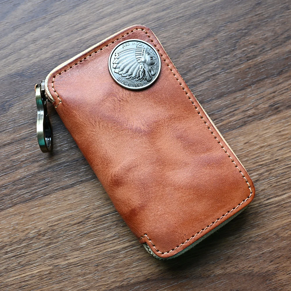 

Handmade Geanuine Leather Key Case Wallet for Car and Card Case Keychain Wallet with Key Ring