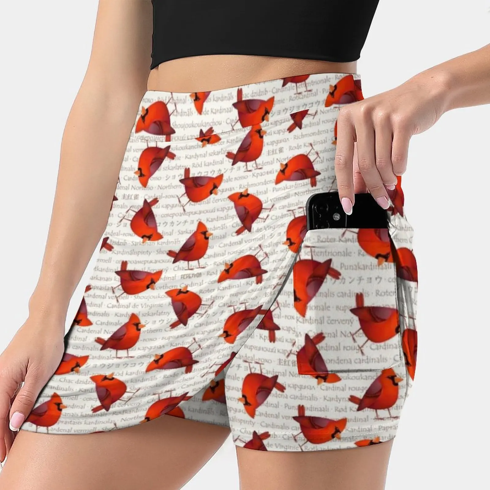 

Женская юбка в масках Cardinalis, модная мини-юбка для брюк, офисная короткая юбка с птицами, кардиналами, красными, натуральными животными, 2022
