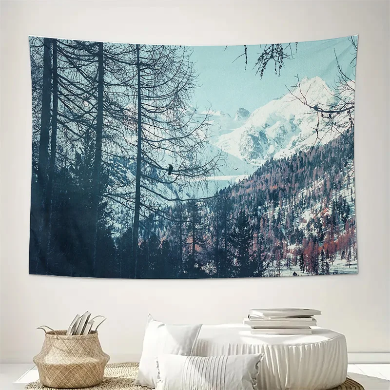 Mountain Forest Tapestry Vintage Nature Wall Hanging Scenic Landscape Home Decor Room Aesthetic Bedroom Dorm Wall Art