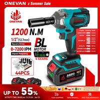 ONEVAN 1200 N.m Brushless Electric Impact Wrench 1/2'' Cordless 3 Funtion Electric Screwdriver Drill Tool For 21V 18V Battery