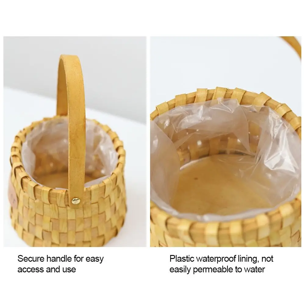 Mini Miniature Dollhouse Basket Handmade DIY Hand Woven Basket Fashion Paper Vine Handheld Flower Basket