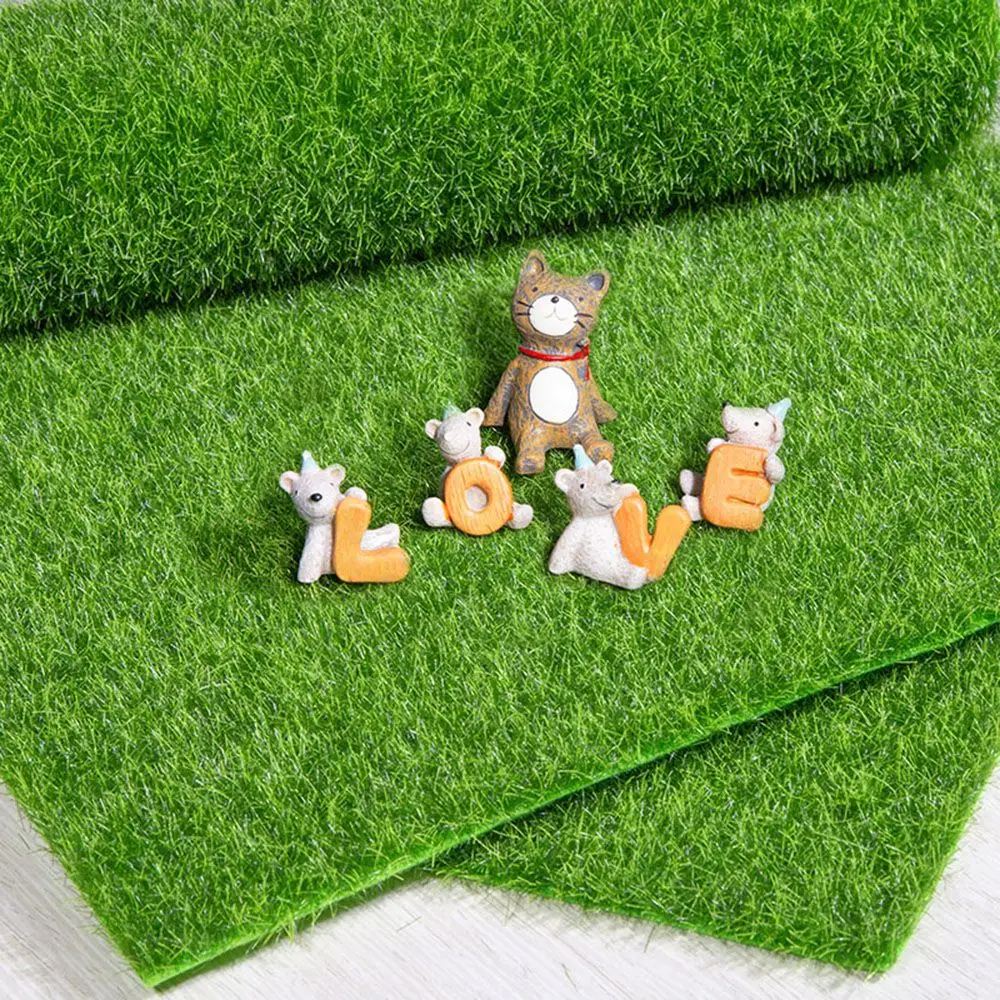 1Pcs 15*15/30*30cm Artificial Grassland Simulation Moss Lawn Turf Fake Green Grass Mat Carpet DIY Micro Landscape Garden Decor