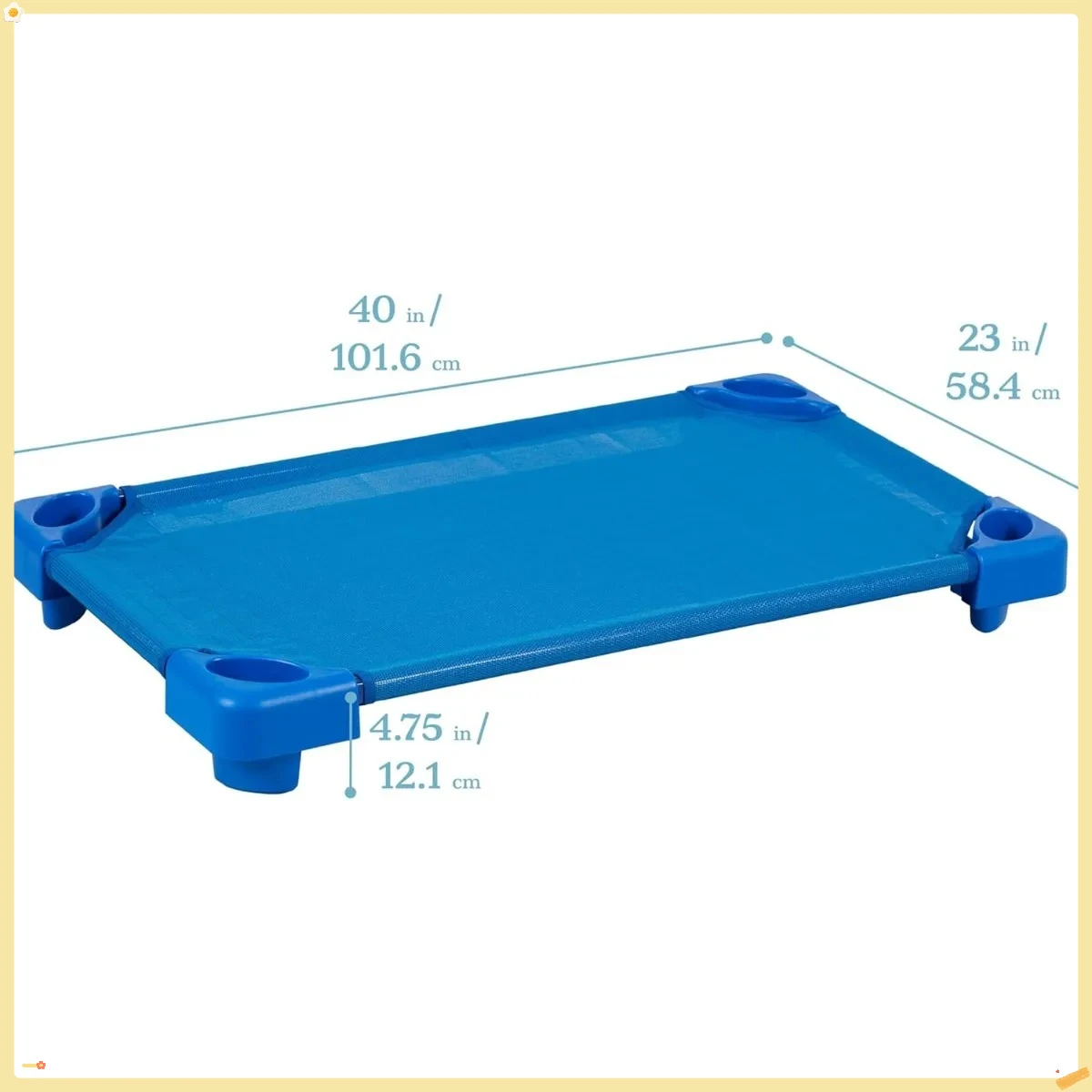 Berço empilhável para crianças, pacote com 6, pronto para montar, azul, tamanho em sala de aula