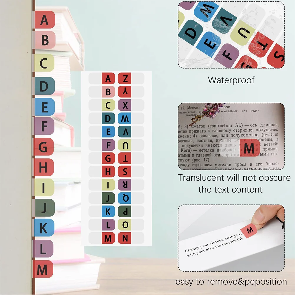 

Markers Alphabet Index Sticky Plastic Book Page Flags Colored Tabs For Office Use Self-Adhesive Lightweight