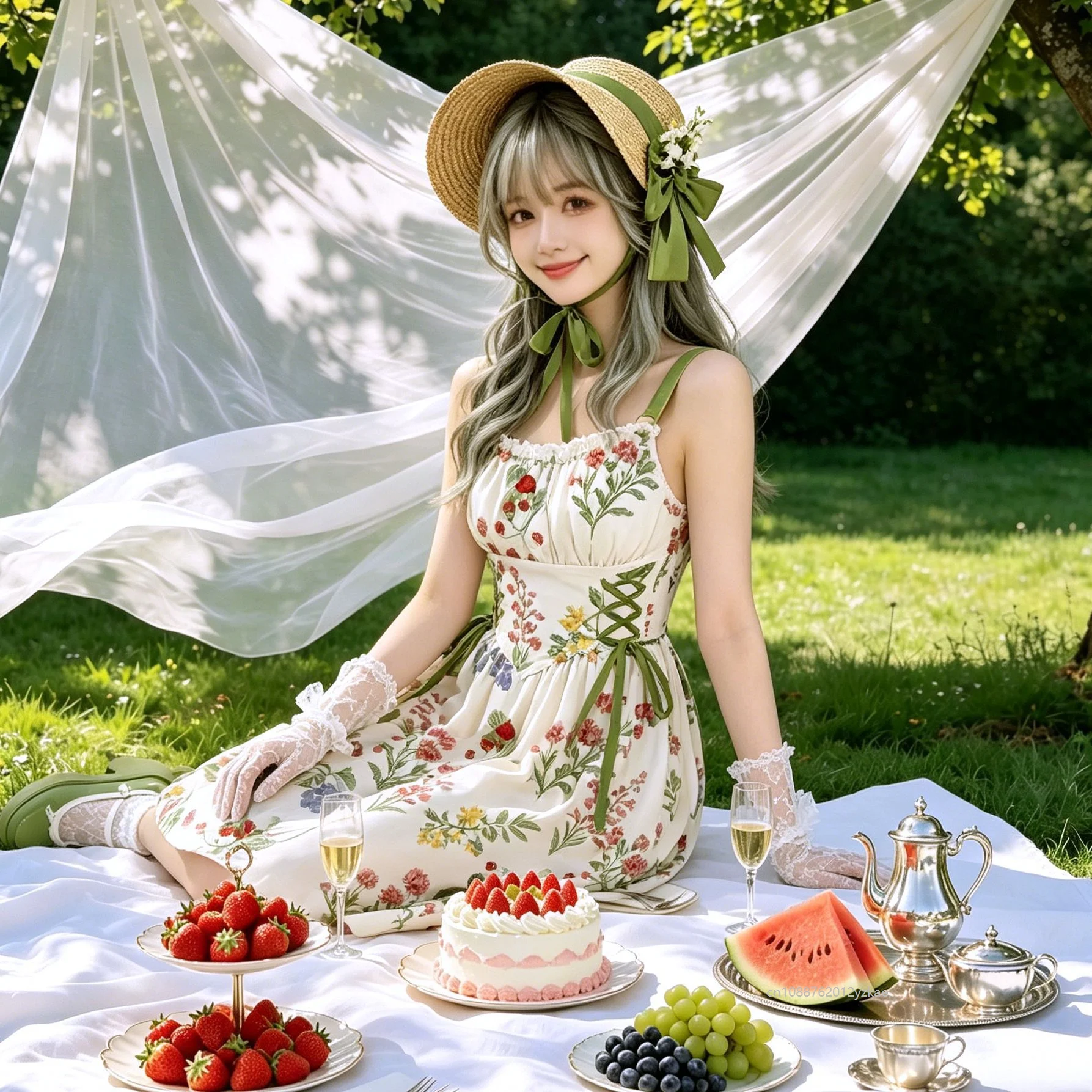 

New Elegant Floral Print Fitted Dress Women's Cosplay Summer Vacation-Style Garden-Inspired Floral Spaghetti-Strap Dress 2026