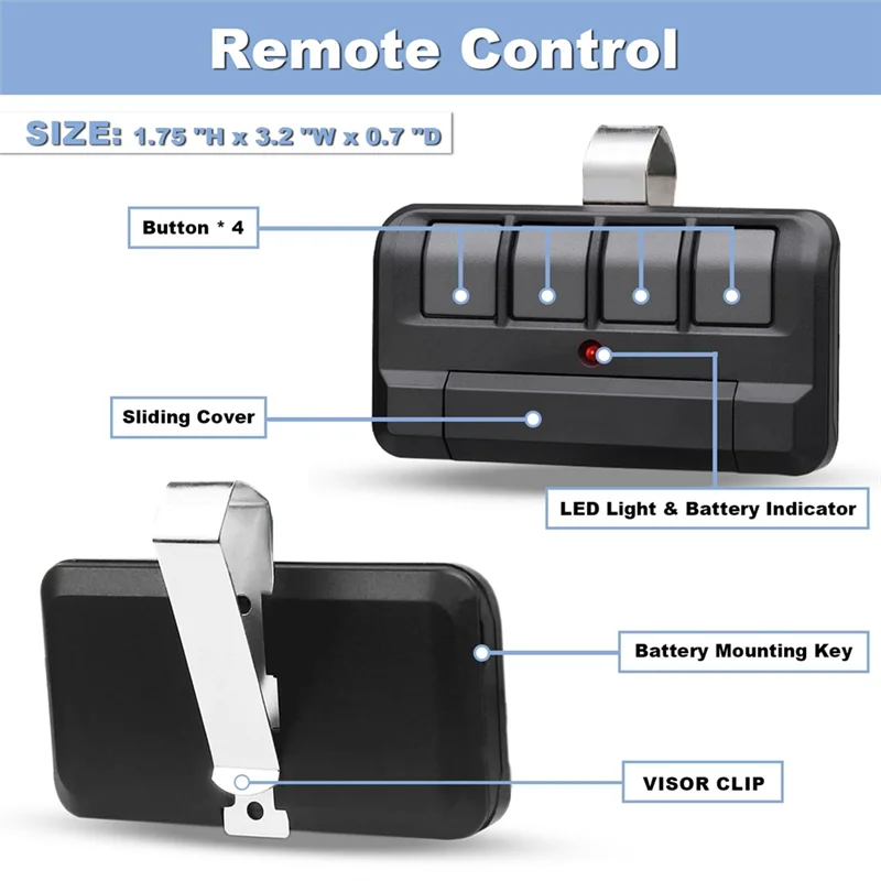 

Door Opener Remote Remote Control For Liftmaster/Chamberlain/Craftsman/Dip Switch, Replaces 972LM/974LM/372LM/374LM-A22R