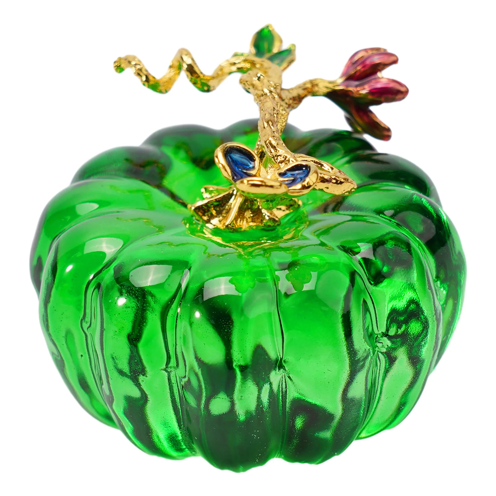 Szklana kryształowa dynia do domu Ornament dekoracyjny pamiątka żółta/czerwona/zielona 65mm kreatywna figurka Brand New