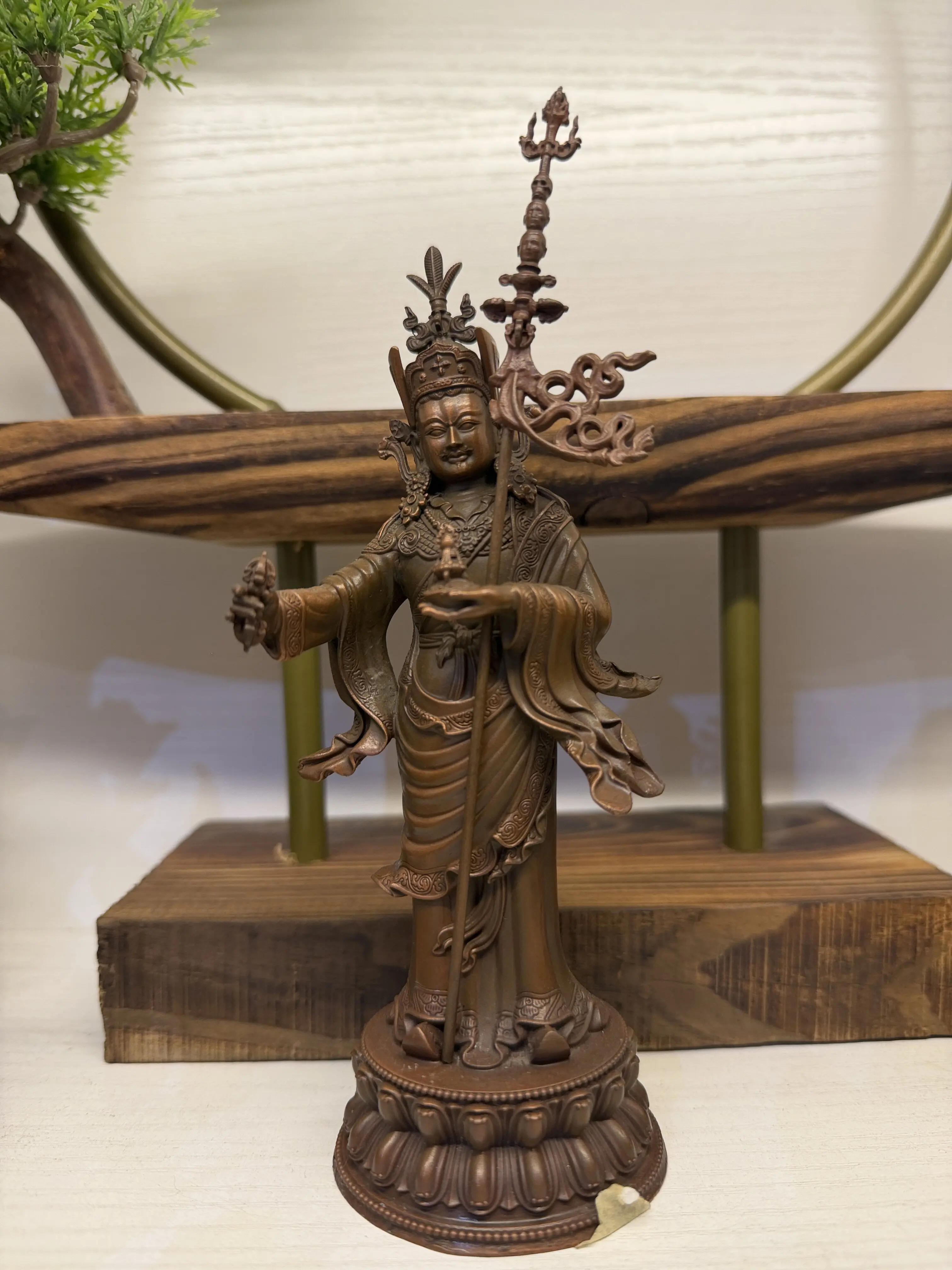 Standing posture Master Lotus Peanut height 15 cm pure copper old Buddha statue