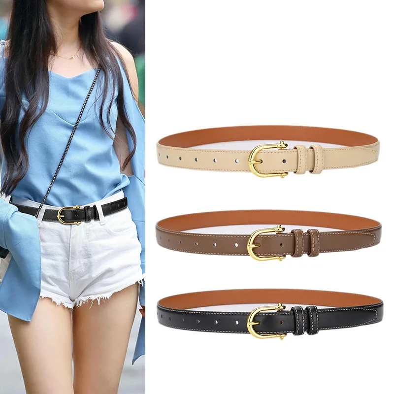 女性用牛革ベルト-レディースファッション-カジュアル-高級デザイナー-コート-シャツ装飾-ウエストバンド-ゴス-レトロベルト