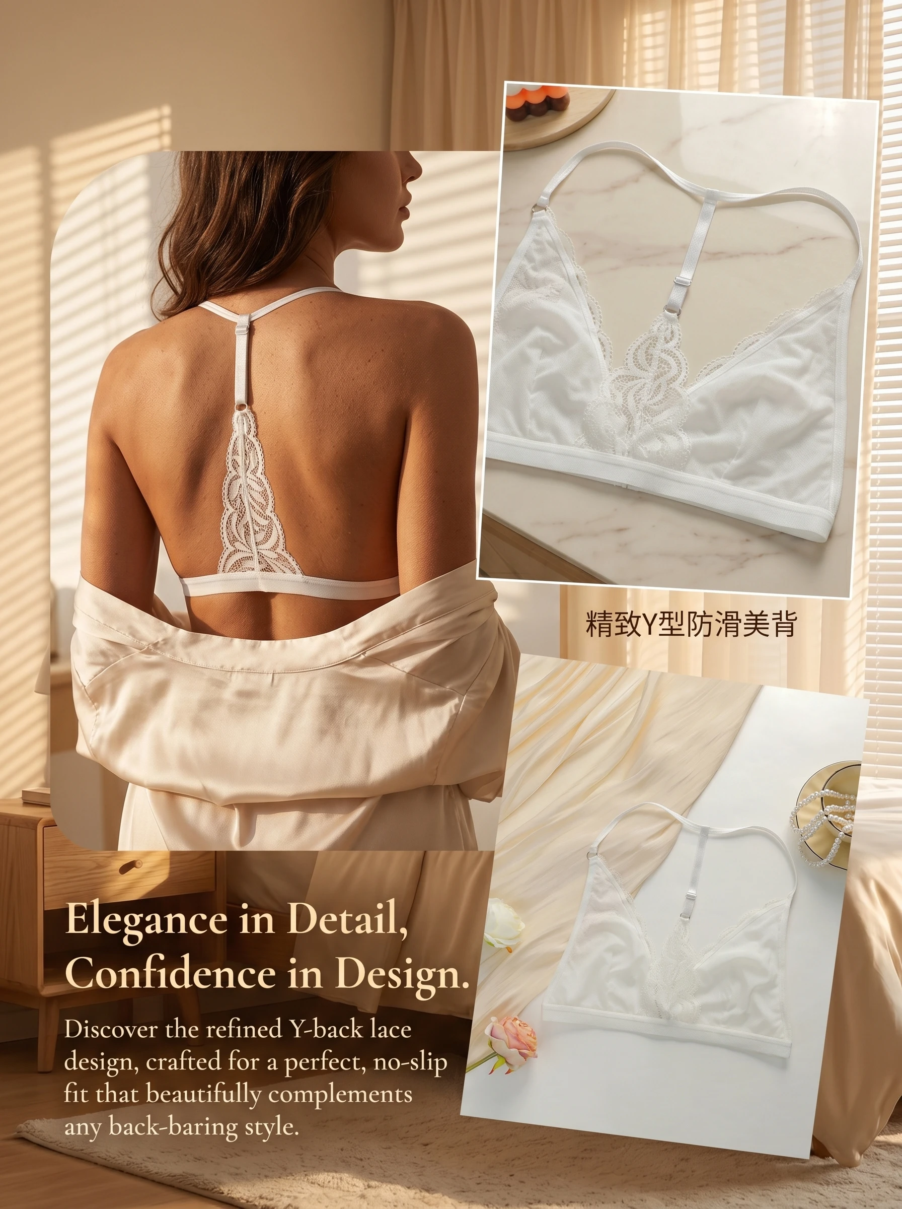 Soutien-gorge Triangle Cup blanc en dentelle ultra-fine pour femmes, sous-vêtements sans couture, bralette dos nu, fermeture avant, Lingerie YS2497